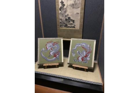 風水畳細工龍の置物 四角形 A