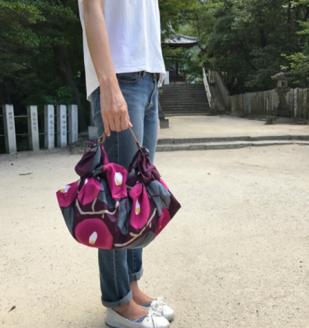 ウオーク社　ふろしきハンド夢二セット（椿/ホワイトグレー）（ハンドル色：コゲチャ）