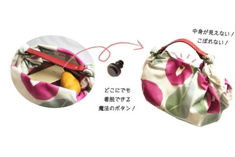 ウオーク社　手縫いふろしきハンド華　チャ（スナップピアス付き）