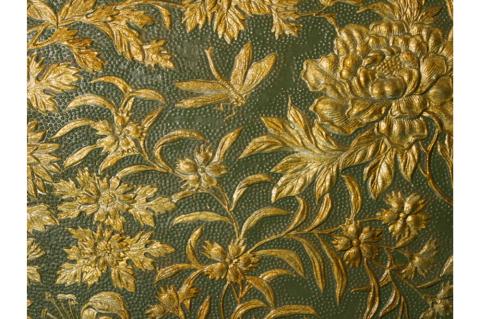 本染手ぬぐい【入船山記念館 旧呉鎮守府司令長官官舎 金唐紙「洋館客室の虫たち」】 ku091-002-r