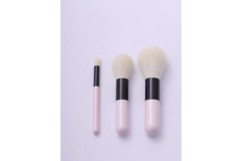 高級化粧筆 古羊毛 なでしこ パールピンク 3本セット （フェイス／チーク/シャドウ）