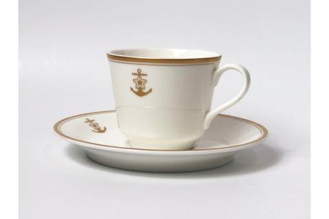 コーヒーカップ＆ソーサー2客セット（桜に錨）　鳴海製陶製
