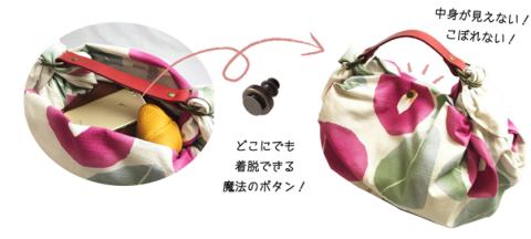 ウオーク社　ふろしきハンド夢二セット（椿/ホワイトグレー）（ハンドル色：コゲチャ）