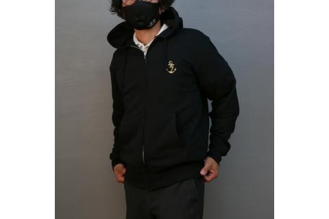 ジップアップパーカー【戦艦大和(背中横姿)】（ブラック） XXL(3L)サイズ