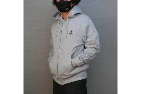 ジップアップパーカー【戦艦大和(背中横姿)】（ミックスグレー） Lサイズ