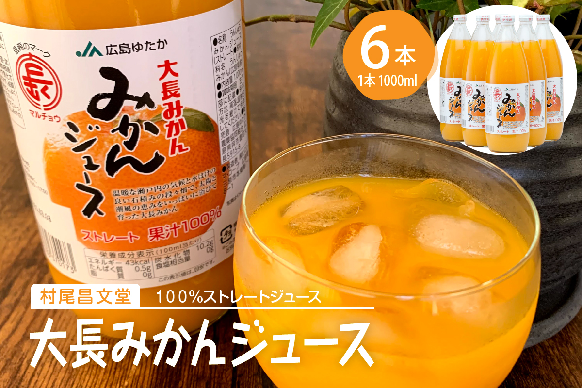 大長みかんジュース ストレート100% 1000ml×6本