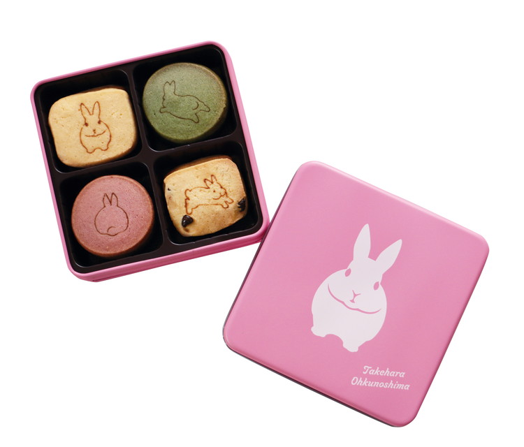 【村上ベーカリー】うさぎクッキー缶 1個◇ ｜ クッキー 焼き菓子 うさぎ キャラクター ギフト 贈り物 缶 ショッパー付き 広島県 竹原市