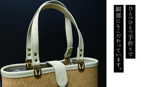 竹工芸品手提げバッグ（網代編・竹色・大）