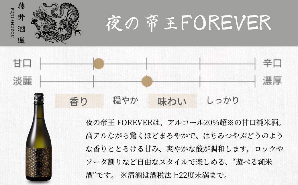 夜の帝王 720ml 3種セット【夜の帝王 FOREVER Daybreak 日本酒 酒 お酒 特別純米酒 高アルコール度数 藤井酒造 広島県 竹原市】※北海道・沖縄・離島への配送不可