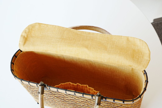 竹工芸品手提げバッグ（斜め十字編み）