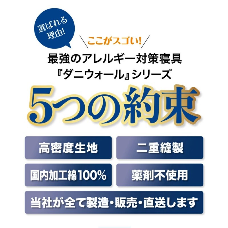ダニ等の侵入を防ぐ 高密度カバー 座布団カバー 銘仙判 【ホワイト】 (55×59)　016067