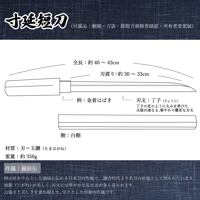 【守り刀・寸延短刀】外国籍刀匠として初の「現代刀職展 新人賞」受賞 ジョハン・ロイトヴィラー(刀匠名：光綱)作 刃文 丁子 すんのびたんとう 鑑賞用 195003