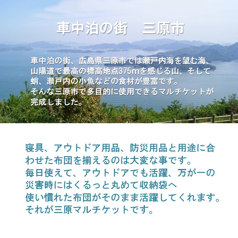 三原マルチケット 防災 寝袋 車中泊 羽毛布団 収納袋付 多目的 シングル アイボリー（150×210）　016107
