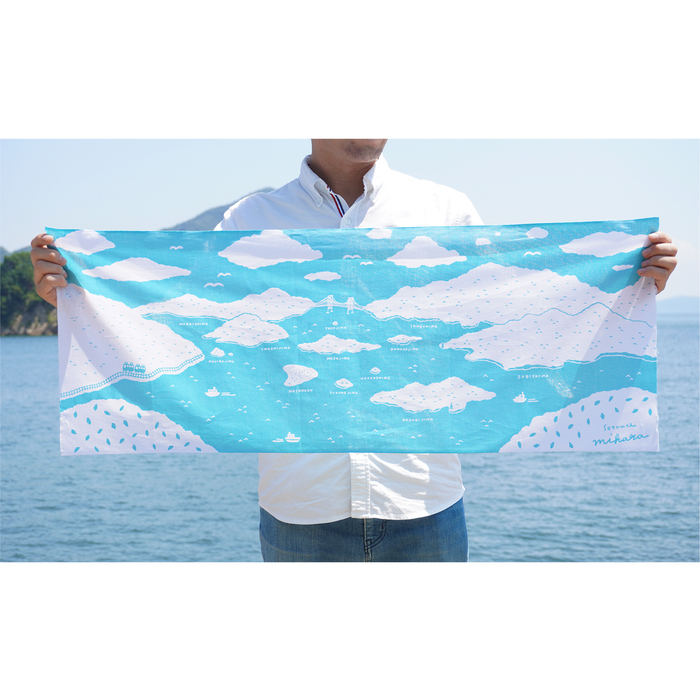 みはらのてぬぐい【瀬戸内海の多島美】手ぬぐい タオル ガーゼタオル 綿 プレゼント 広島県 三原市 077005