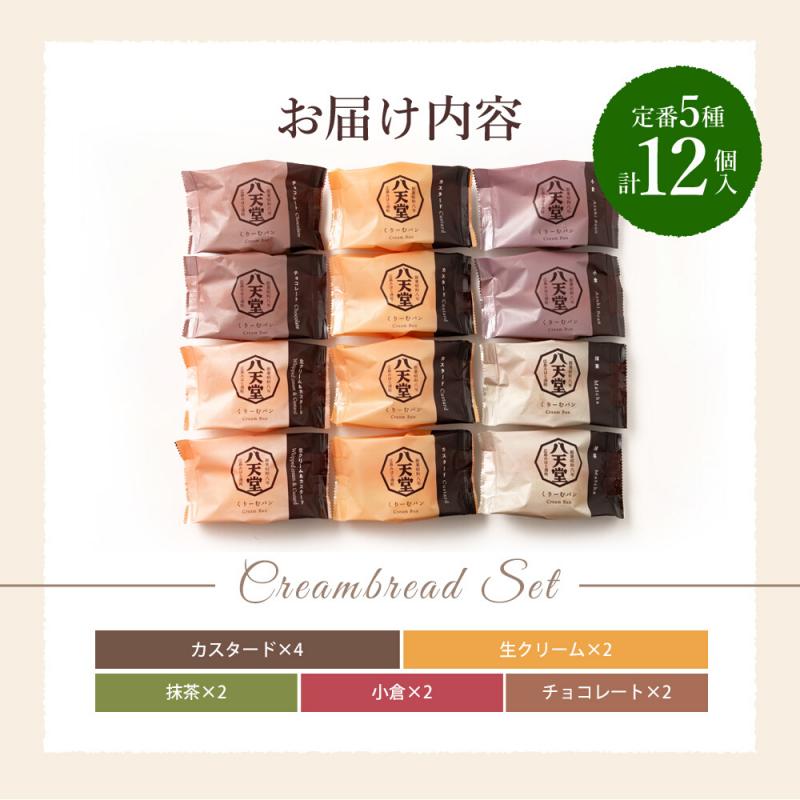 【八天堂】くりーむパン12個詰合せ(全5種) くりーむ パン クリームパン 菓子パン スイーツ セット カスタード 生クリーム チョコレート 抹茶 フローズン 冷凍 ギフト すいーつ 015004