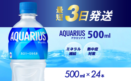 アクエリアス PET 500ml×24本(1ケース) 最短3日で発送 スポーツドリンク スポーツ飲料 清涼飲料水 水分補給 ペットボトル 箱買い まとめ買い 014016