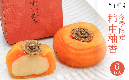 【冬季限定】共楽堂 「柿中柚香（かきなかゆうか）」 （6個入） 和菓子 まんじゅう 饅頭 あんぽ柿 柿 018006
