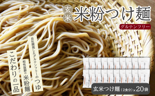 玄米つけ麺（つゆ付き／2人前）20袋入り 米粉 ヘルシー つゆ付き つけ麺 グルテンフリー 092012