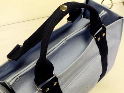 miniーKOGU A4　水色/紺　2WAY（手提げ・ショルダー）［尾道 帆布鞄 彩工房］