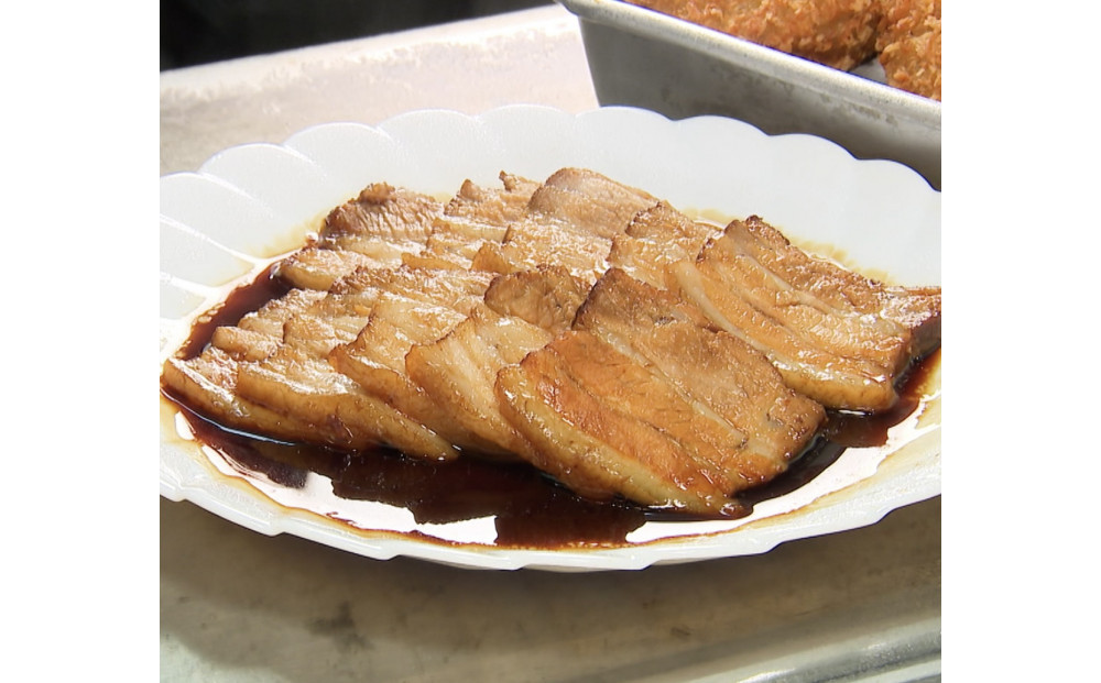 尾道の老舗お肉屋さんの手作り煮豚一本、真空スライス３パック