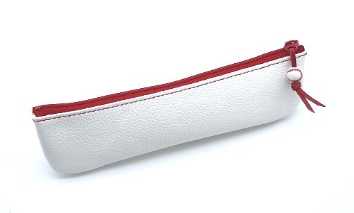 カープ×はっさくんコラボファスナーペンケース 白【革工房いんのしま 牛革 カープ はっさくん ペンケース】