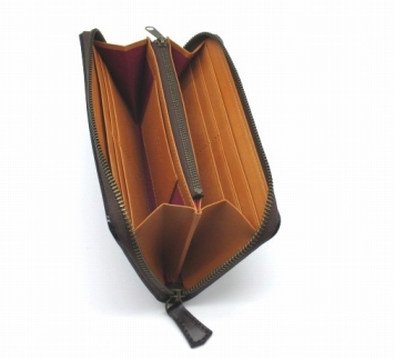 革工房いんのしまコードバンラウンド長財布濃茶【革工房いんのしま コードバン革 長財布】