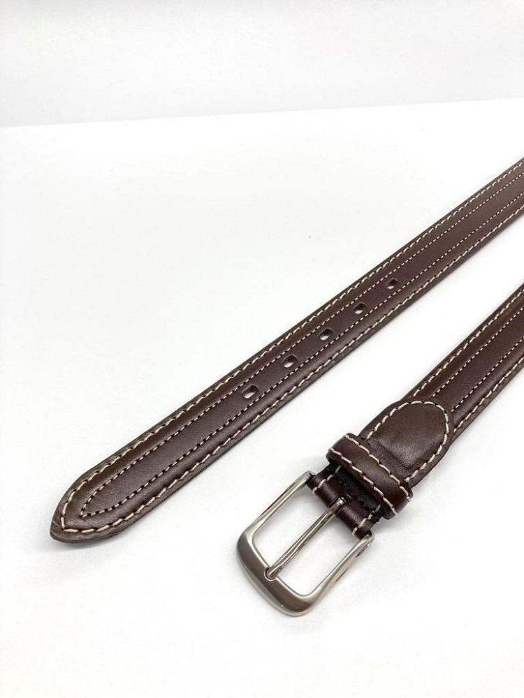 革工房いんのしま 牛革盛上太番手ステッチ内側飾りステッチベルト【色：チョコ】M寸【雑貨 日用品 人気 おすすめ】