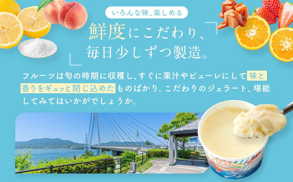 ★しまなみ・瀬戸田の素材がたっぷり！ジェラート16個【カップアイス いちご いちごみるく レモン シャーベット バニラ 抹茶 キャラメル みかん 桃 バナナ イチジク 広島 尾道】