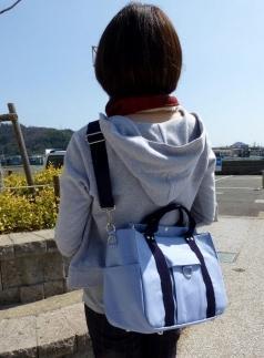 miniーKOGU A4　水色/紺　2WAY（手提げ・ショルダー）［尾道 帆布鞄 彩工房］