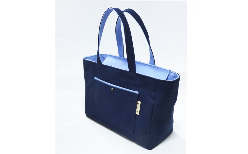 Block（小）紺/水色［尾道 帆布鞄 彩工房］