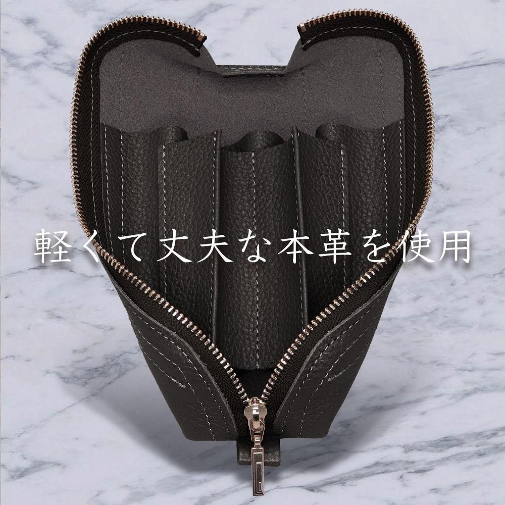 革工房いんのしま 牛革ファスナーペンケース5本挿し【色:ブラック】【文房具 雑貨 日用品 人気 おすすめ】