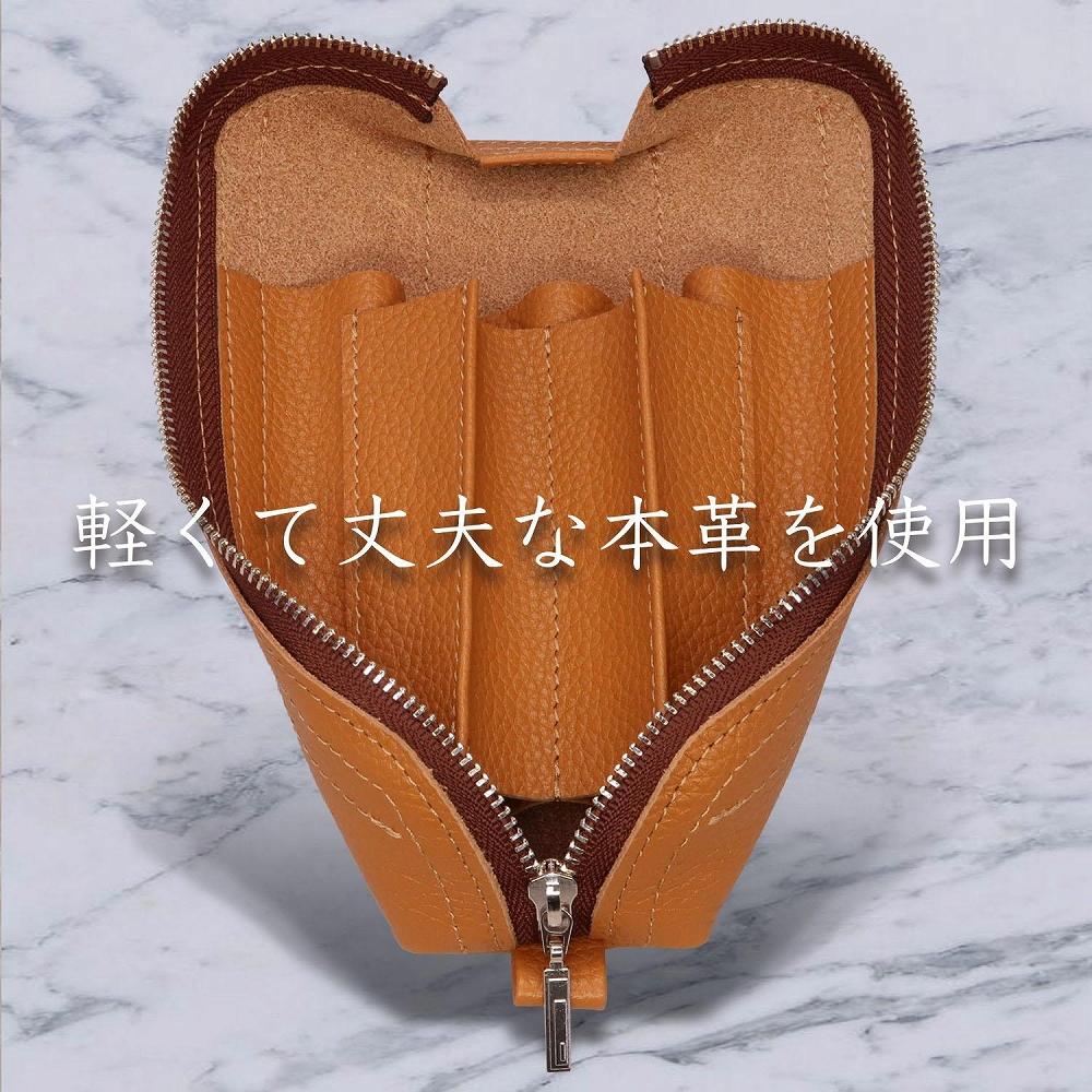 革工房いんのしま 牛革ファスナーペンケース5本挿し【色:キャメル】【文房具 雑貨 日用品 人気 おすすめ】