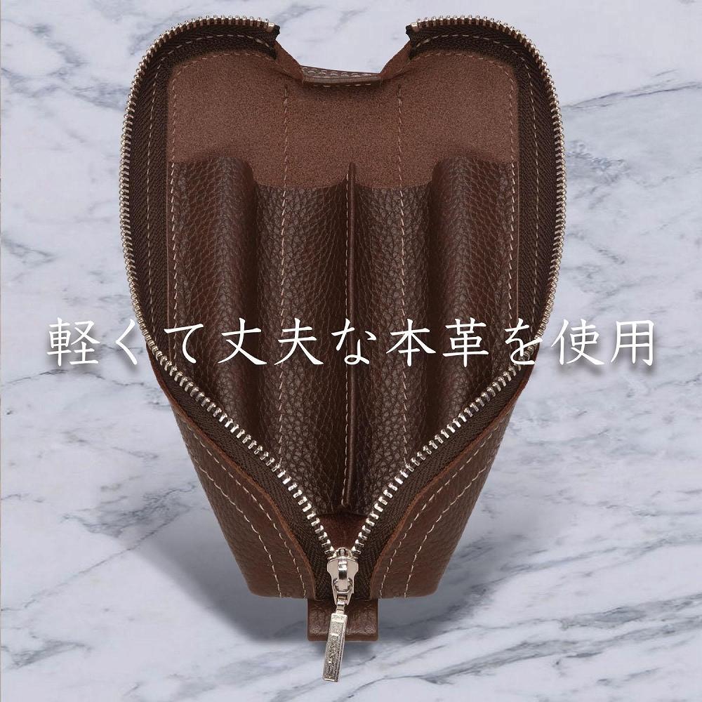 革工房いんのしま 牛革ファスナーペンケース3本挿し【色:チョコ】【文房具 雑貨 日用品 人気 おすすめ】