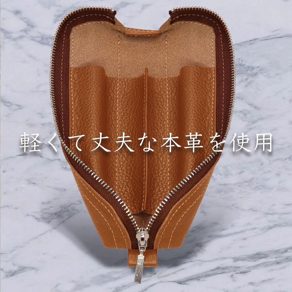 革工房いんのしま 牛革ファスナーペンケース3本挿し【色:キャメル】【文房具 雑貨 日用品 人気 おすすめ】