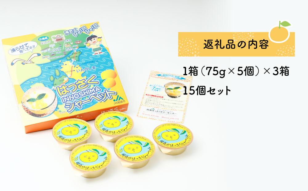 因島のはっさくシャーベット(未凍結）（75g×5個）3箱 15個セット【八朔 柑橘 みかん ゼリー シャーベット デザート おやつ 広島の 給食 はっさく JA 広島 尾道】