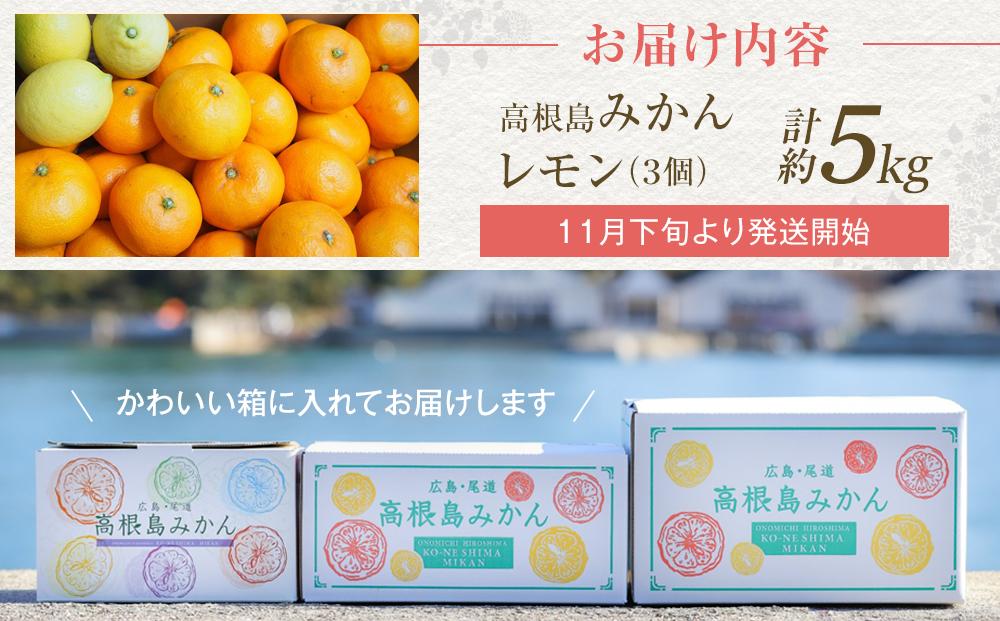 こだわり栽培　高根島みかん 5kg  レモン3個入り ＜2025年11月下旬より発送開始＞【フルーツ 果物 青果 柑橘 オレンジ 瀬戸田レモン 国産 有機 広島県 尾道市】