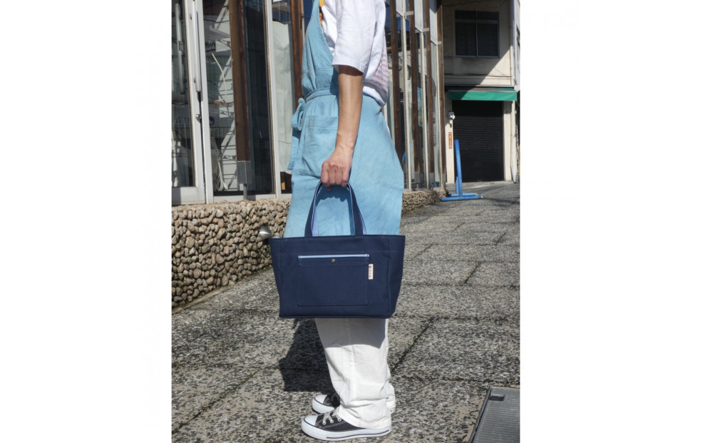 Block（小）紺/水色［尾道 帆布鞄 彩工房］
