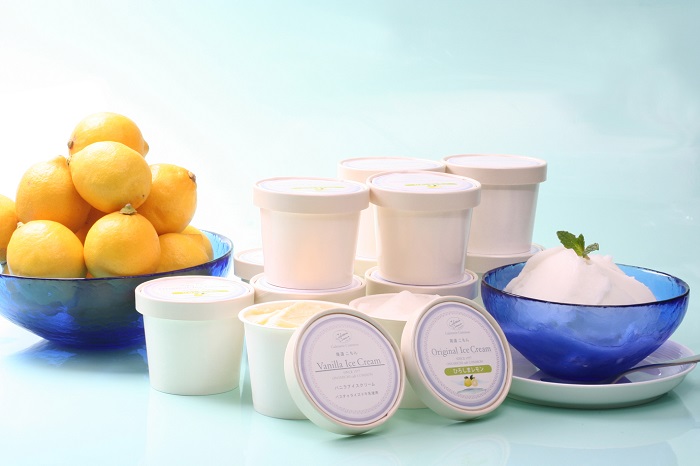 瀬戸内広島レモンシャーベット＆バニラアイスクリームセットＵ