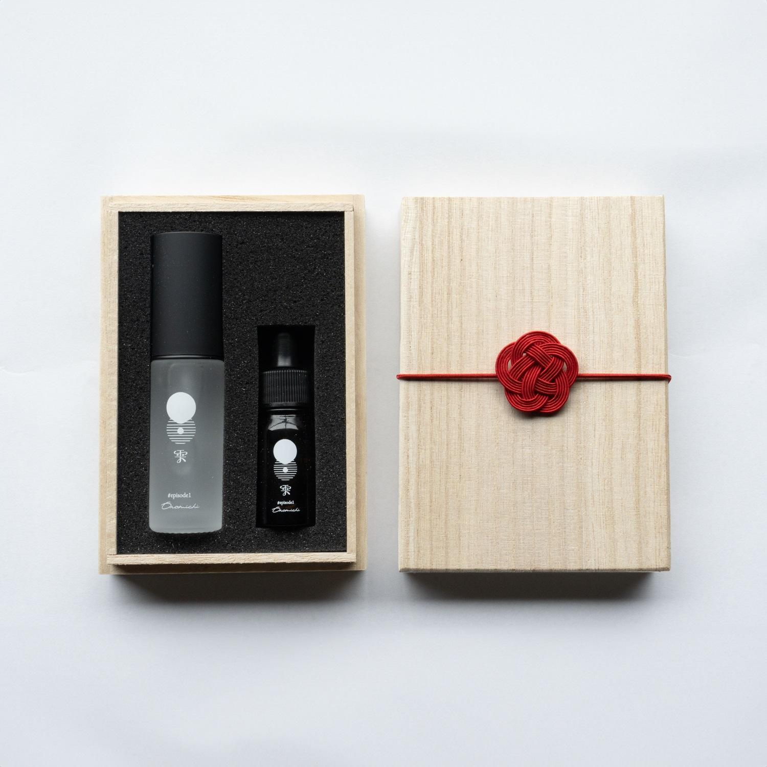 【桐箱入り】雫フレグランスセット（フレグランスミスト15ml＆アロマオイル5ml）【はっさくアロマ 日用品 人気 おすすめ 広島県 尾道市】