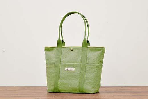 【尾道帆布】コンパクトで丈夫！｜トートバッグ丸（若草）【尾道 はんぷ バッグ トートバッグ かばん 特産品 シンプル ファッション 人気 おすすめ 広島県  尾道市】