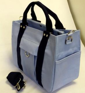 miniーKOGU A4　水色/紺　2WAY（手提げ・ショルダー）［尾道 帆布鞄 彩工房］