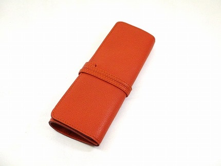 革工房いんのしま牛革ロールペンケース(色:オレンジ)【レザー 筆入れ ギフト 贈り物 プレゼント 人気 おすすめ 広島県  尾道市】