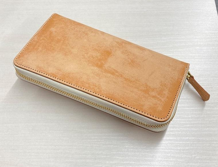 【限定８個】革工房いんのしま　銀すり　長財布　色：キャメル