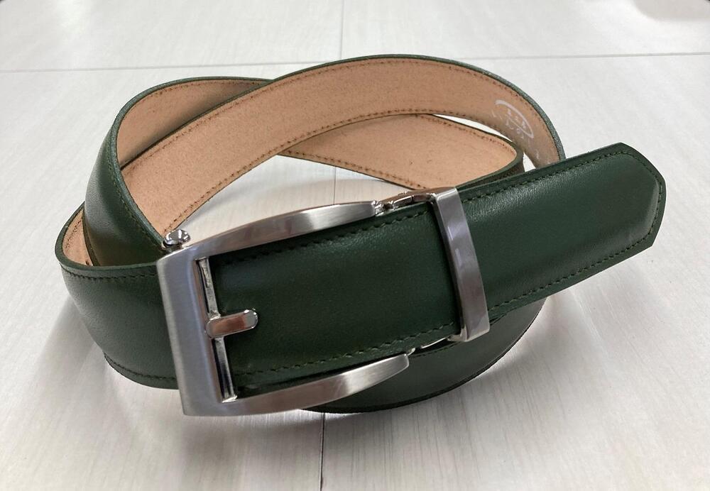 革工房いんのしまスマートロック式牛革ベルト(色:グリーン)【レザー 小物 ファッション ギフト 贈り物 プレゼント 人気 おすすめ 広島県  尾道市】