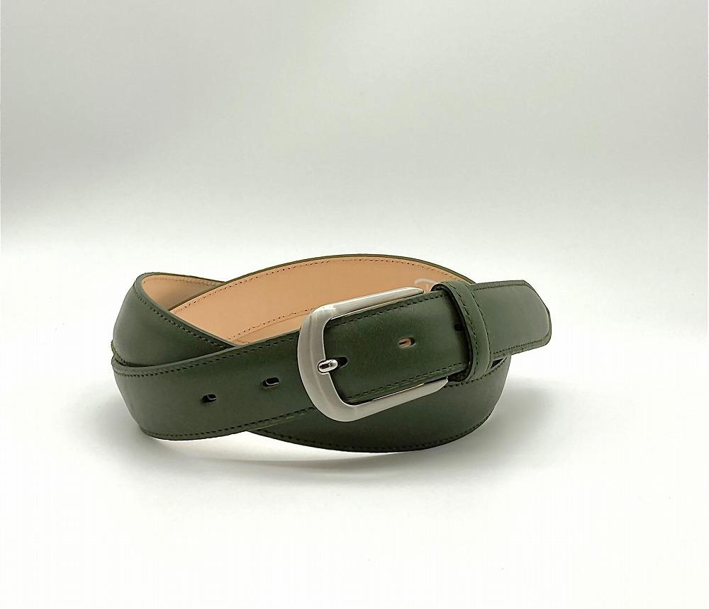 革工房いんのしま牛革盛り上げタイプベルト(色:グリーン)【レザー 小物 ファッション ギフト 贈り物 プレゼント 人気 おすすめ 広島県  尾道市】