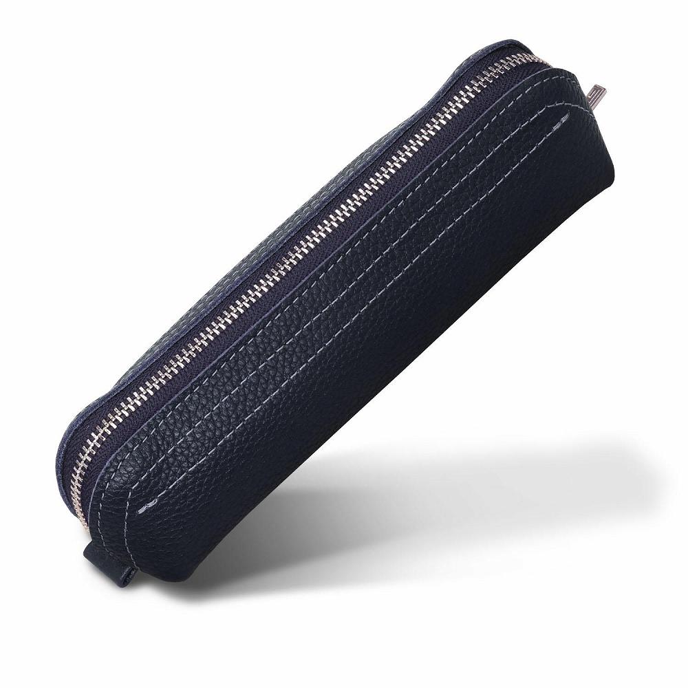 革工房いんのしま 牛革ファスナーペンケース5本挿し【色:ネイビー】【文房具 雑貨 日用品 人気 おすすめ】