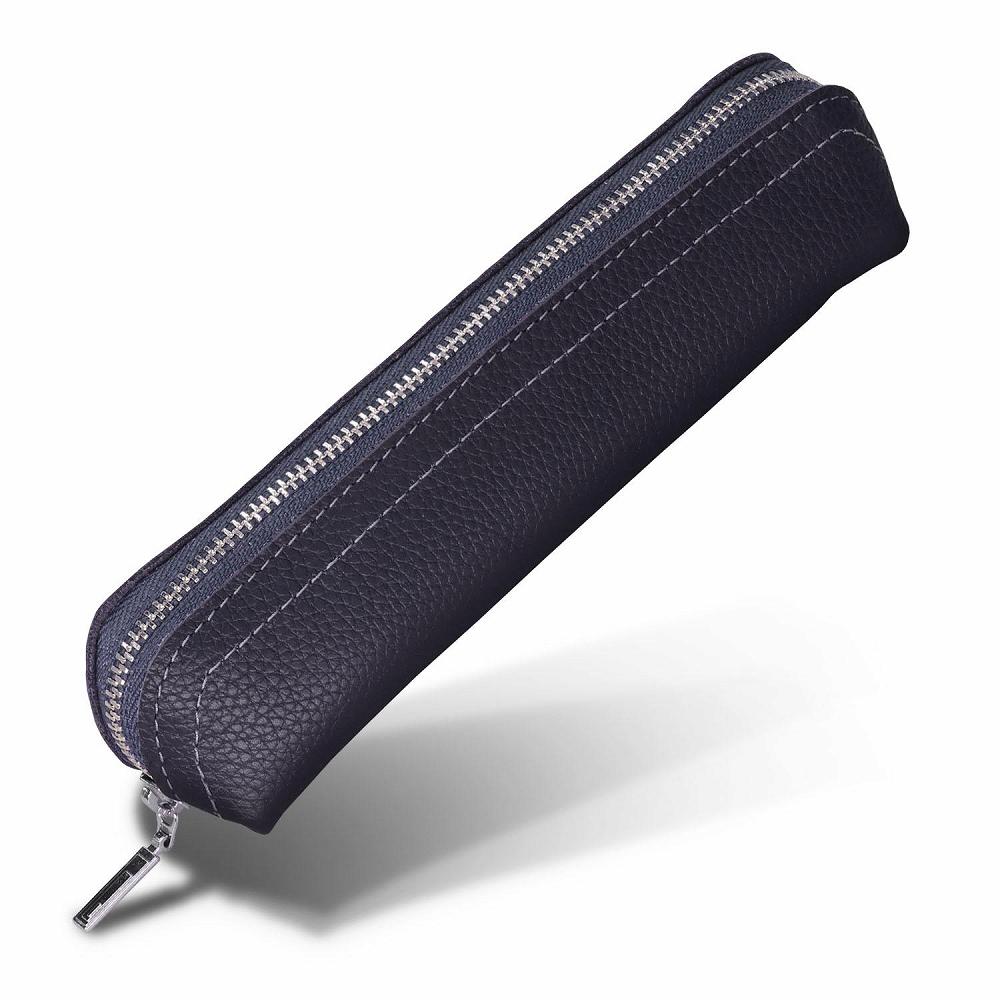 革工房いんのしま 牛革ファスナーペンケース3本挿し【色:ネイビー】【文房具 雑貨 日用品 人気 おすすめ】