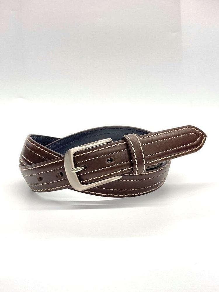 革工房いんのしま 牛革盛上太番手ステッチ内側飾りステッチベルト【色：チョコ】M寸【雑貨 日用品 人気 おすすめ】