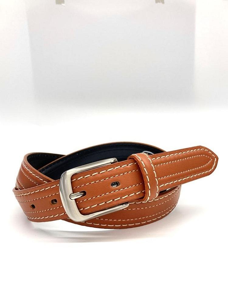 革工房いんのしま 牛革盛上太番手ステッチ内側飾りステッチベルト【色：茶】M寸【雑貨 日用品 人気 おすすめ】