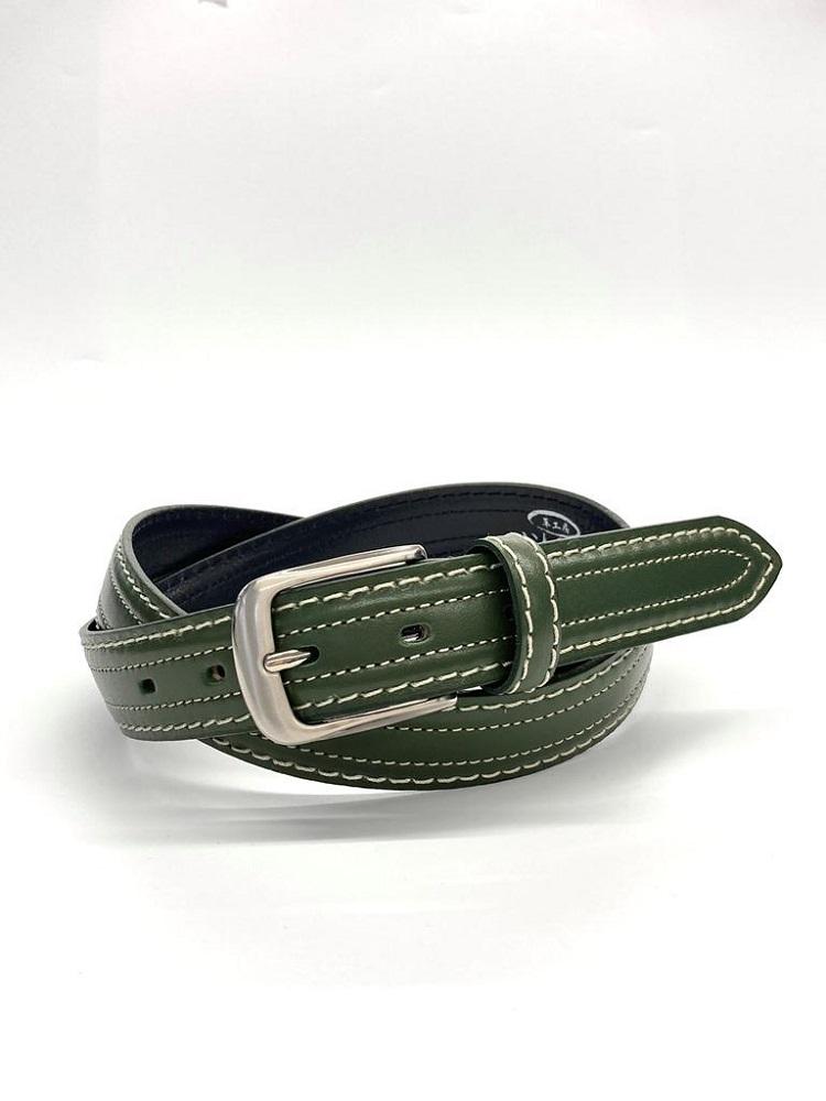 革工房いんのしま 牛革盛上太番手ステッチ内側飾りステッチベルト【色：グリーン】M寸【雑貨 日用品 人気 おすすめ】